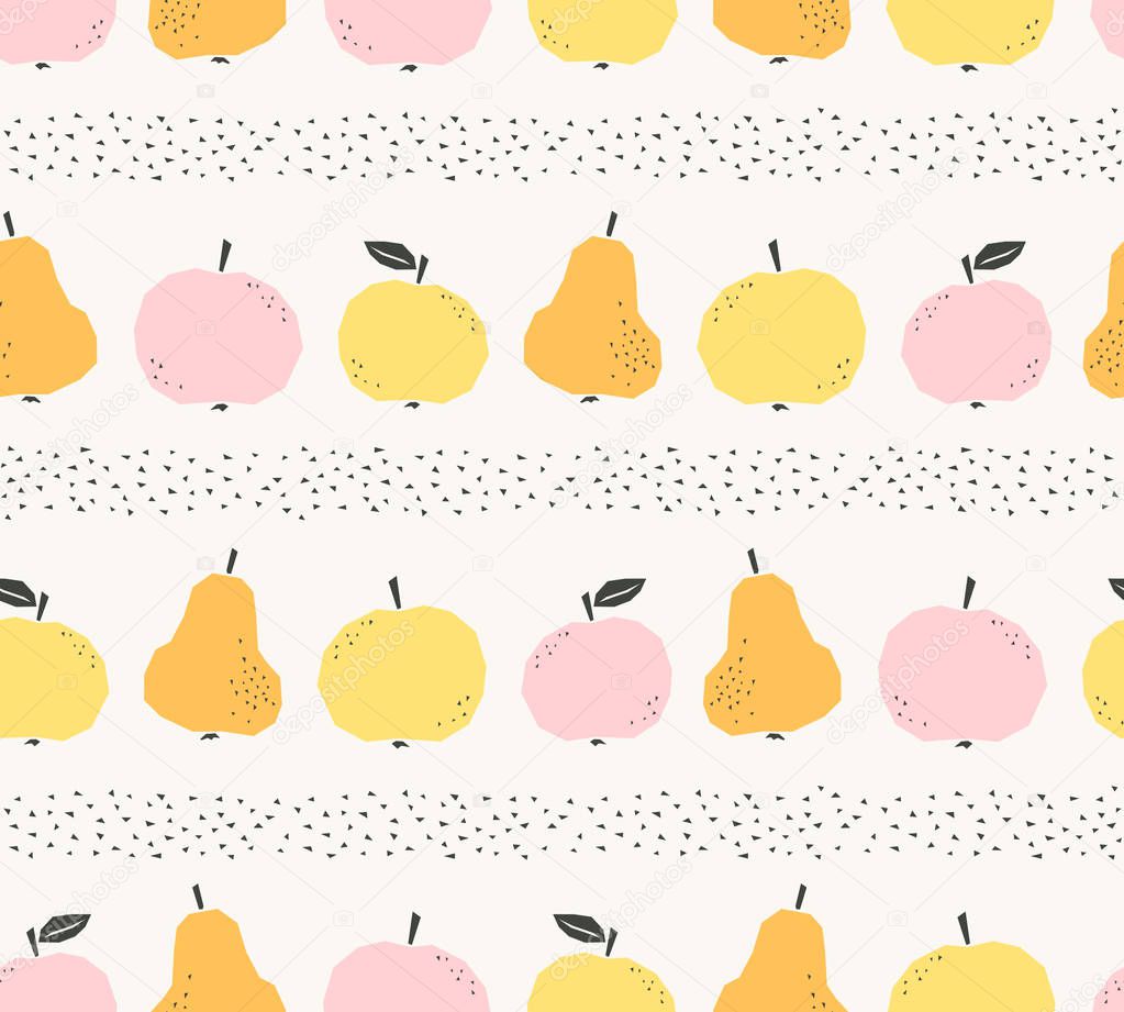 seamless pattern with apples and pears