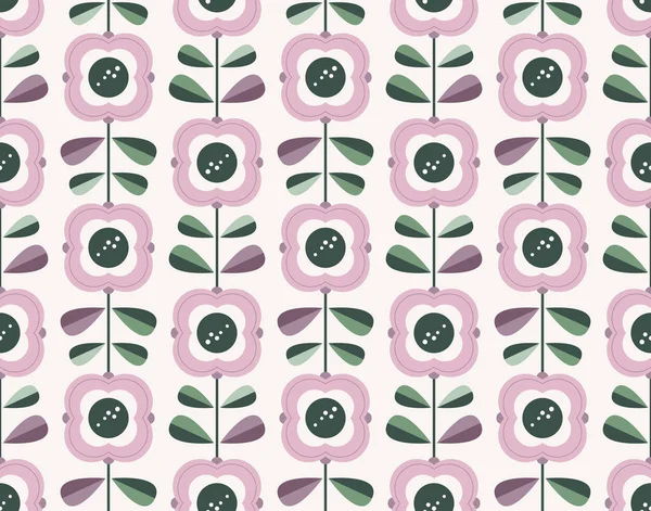 Naadloze Retro Patroon Met Bloemen — Stockvector