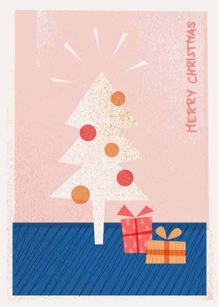 Carte Noël Avec Arbre Noël Cadeaux — Image vectorielle