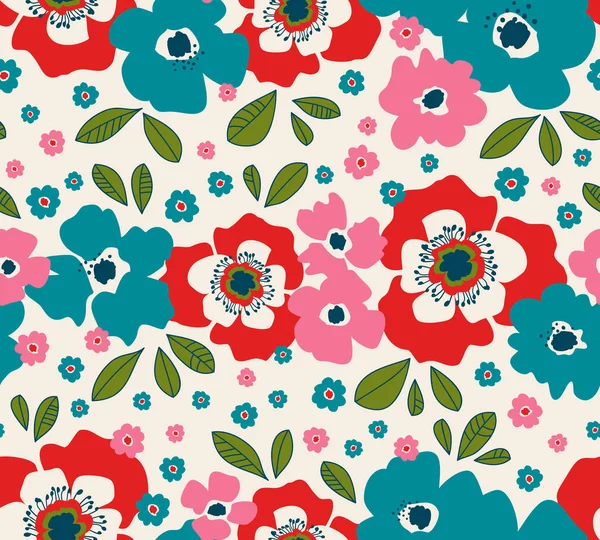 Padrão Retro Floral Sem Costura — Vetor de Stock