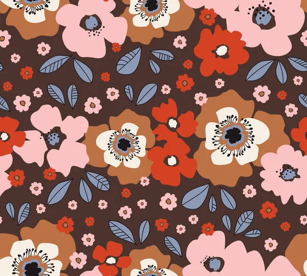 Seamless Floral Retro Pattern — Stock Vector