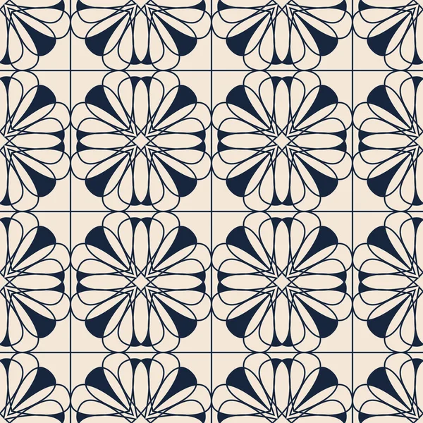 Patrón Sin Costuras Con Azulejos Florales Ornamentales — Archivo Imágenes Vectoriales