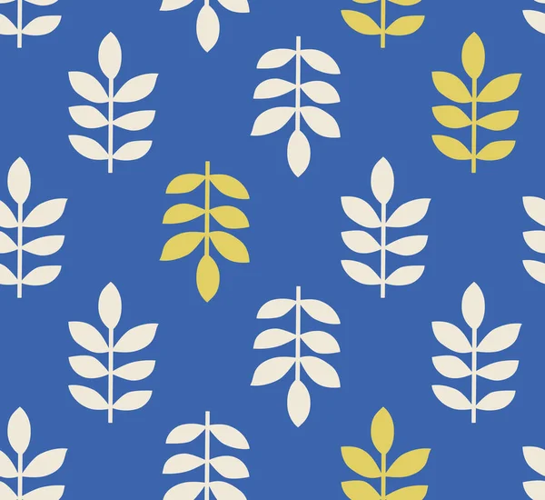 Naadloos patroon met gestileerde bladeren in Scandinavische stijl — Stockvector