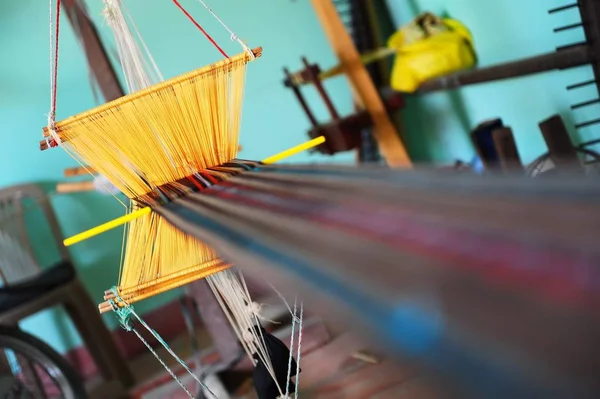 Weaving looms in the craft village in vietnam