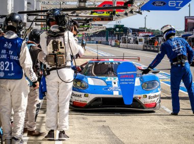 Le Mans / France - June 13-14 2017: 24 hours of Le Mans Ford GT team at pit stop clipart