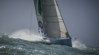 Le Havre / France  - November  05 2017: Transat Jacques Vabre, race start the fleet of sailboats in Le Havre bay
