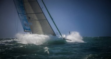 Le Havre / France  - November  05 2017: Transat Jacques Vabre, race start the fleet of sailboats in Le Havre bay