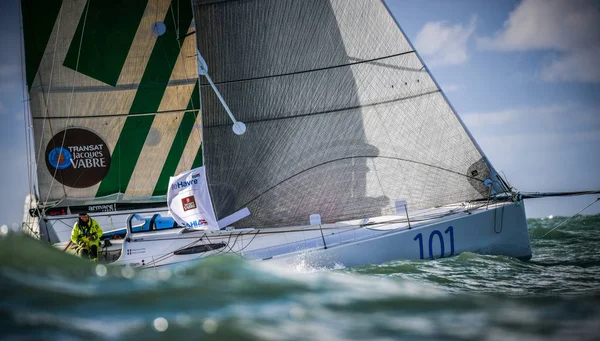 Le Havre / France  - November  05 2017: Transat Jacques Vabre, race start the fleet of sailboats in Le Havre bay