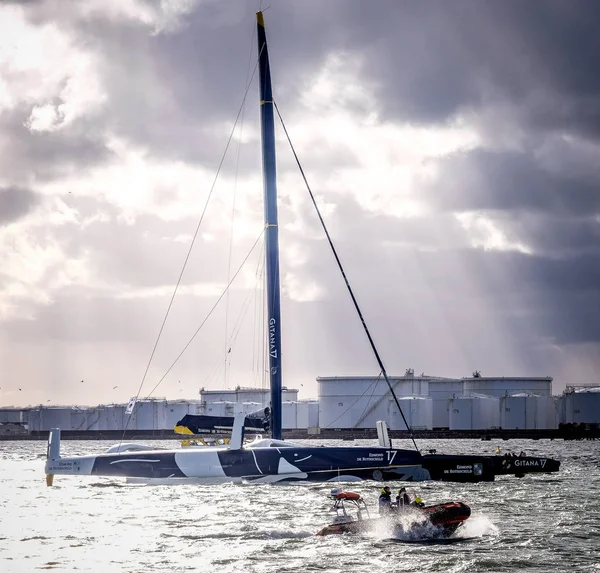 Le Havre / France  - November  05 2017: Transat Jacques Vabre, Ultim Gitana17, Edmond de Rothschild — 图库照片