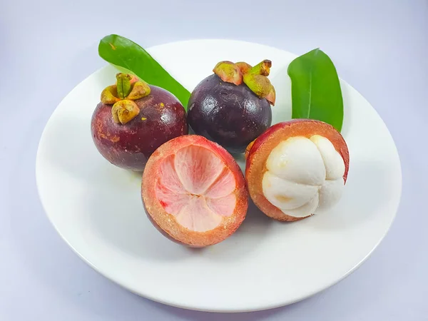 Mangosteen Queen Fruit Thailand Selective Focus — Stock Photo, Image