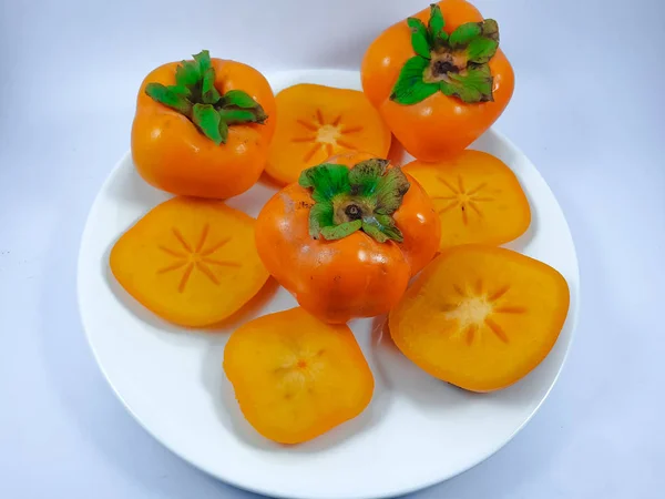 Persimmon Fruit Isolé Sur Fond Blanc — Photo