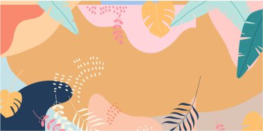 Sonbahar elementleri, şekiller, bitkiler ve insan eli ile soyut dikey arkaplan seti tek çizgi şeklinde. Kopyalama alanı olan modern biçim