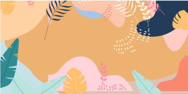 Sonbahar elementleri, şekiller, bitkiler ve insan eli ile soyut dikey arkaplan seti tek çizgi şeklinde. Kopyalama alanı olan modern biçim