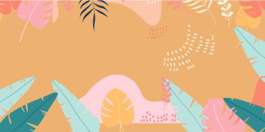 Sonbahar elementleri, şekiller, bitkiler ve insan eli ile soyut dikey arkaplan seti tek çizgi şeklinde. Kopyalama alanı olan modern biçim