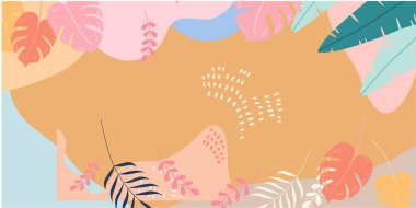 Sonbahar elementleri, şekiller, bitkiler ve insan eli ile soyut dikey arkaplan seti tek çizgi şeklinde. Kopyalama alanı olan modern biçim