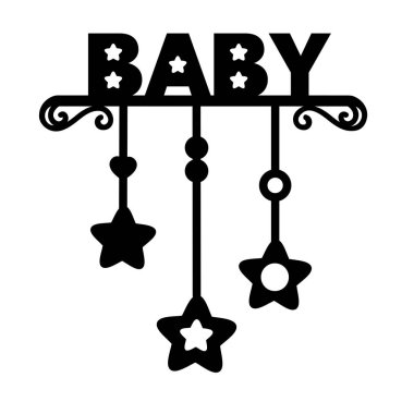 Kelime Bebek. Çocuk. Lazer kesim siluet. Davetiye için vektör yazısı, bebek partisi, doğum günü kartı, hurda rezervasyon. Lazer kesim şablonu. Oyma kartı için kaligrafi tipografisi kelimesi. Kalıp kesme kağıdı.