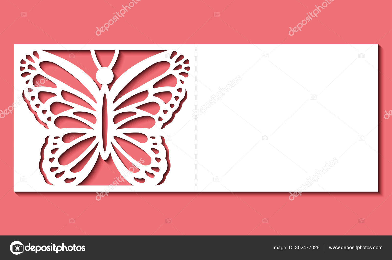 Lace butterfly cut out of paper on a white background. Abstract design.  Vector illustration. Stock Vector