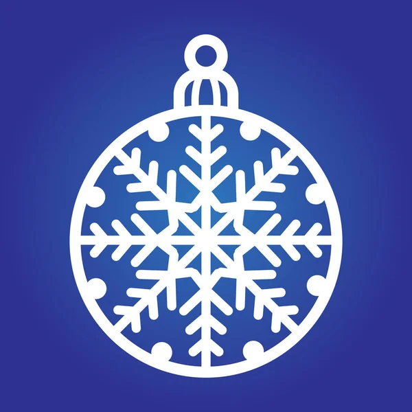 Modelo de corte a laser de bola de Natal com um floco de neve. Decoração de árvore de Natal para corte de plotter, impressão. Ilustração vetorial sobre fundo azul. Silhueta de esfera de ornamento com aberturas com um ornamento de cadarço . —  Vetores de Stock