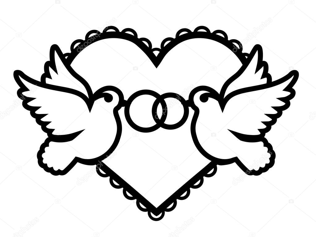 Plantilla de corte láser de dos pájaros con anillos cruzados de - Main Image