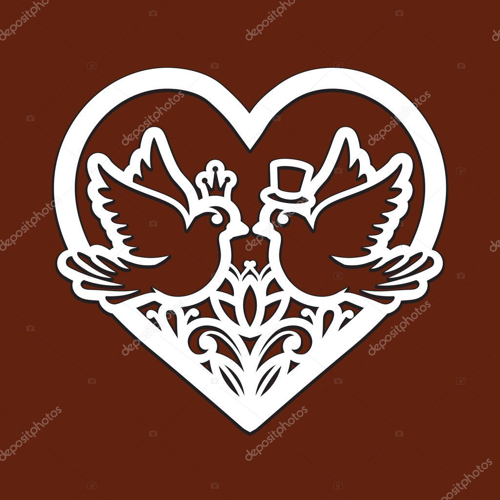 Illustrazione cuore decorativo con cornice cuore floreale