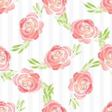 Elle boyanmış suluboya çiçek desenli