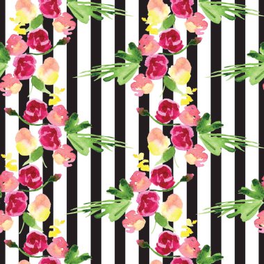 Çiçekli bir dalın elle boyanmış suluboya deseni Pembe Manolya çiçek bahar kartı