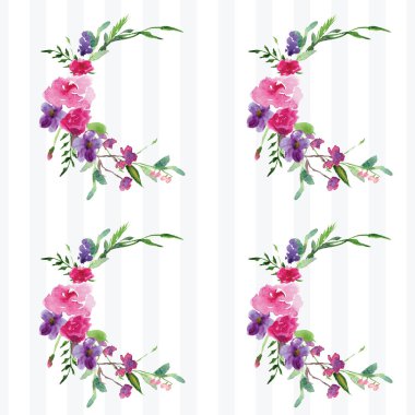 Çiçekli bir dalın elle boyanmış suluboya deseni Pembe Manolya çiçek bahar kartı