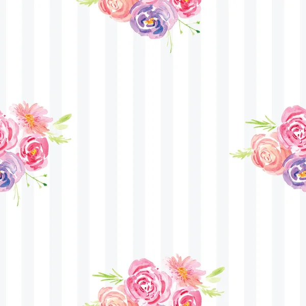 Hand-painted watercolor floral rose Pattern — Stock Photo, Image