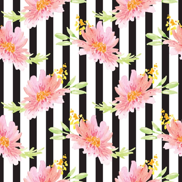 Elle boyanmış suluboya çiçek desenli