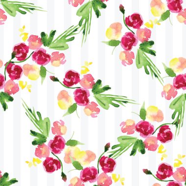 Çiçekli bir dalın elle boyanmış suluboya deseni Pembe Manolya çiçek bahar kartı