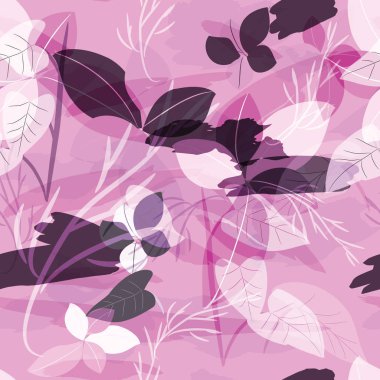 Ağaçlar, dallar, çimenler ve suluboya lekeli askeri kamuflaj dokusu.