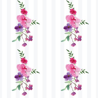 Çiçekli bir dalın elle boyanmış suluboya deseni Pembe Manolya çiçek bahar kartı