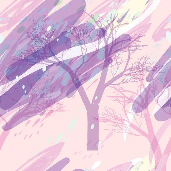 Ağaçlar, dallar, çimenler ve suluboya lekeli askeri kamuflaj dokusu.