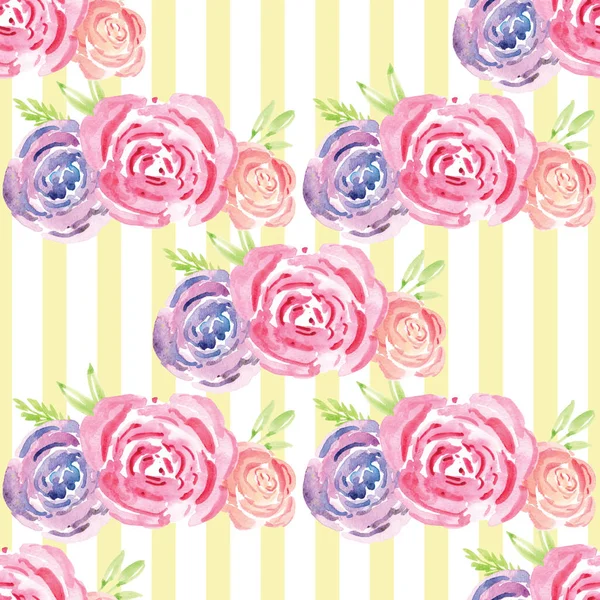 Hand-painted watercolor floral rose Pattern