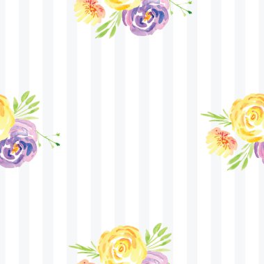 Elle boyanmış suluboya çiçek desenli