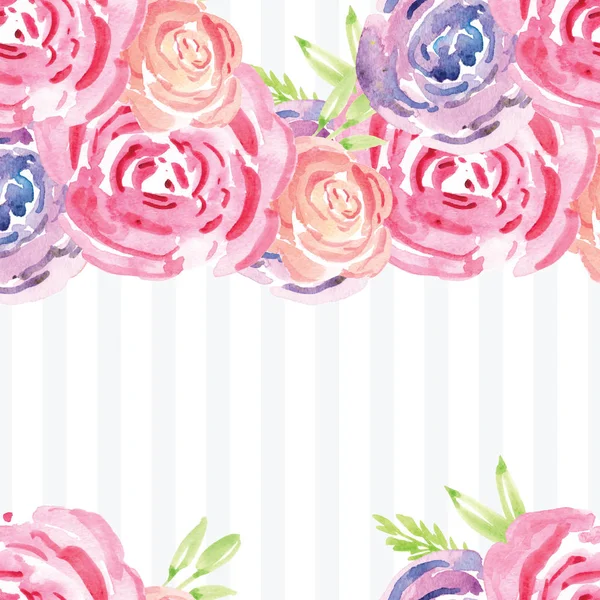 Padrão de rosa floral pintados à mão aquarela — Fotografia de Stock