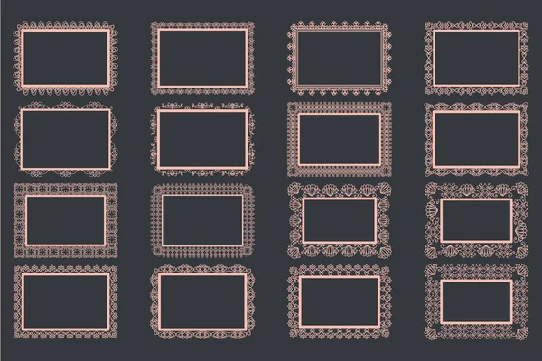 Elégant contours dentelle Frames découpe laser — Image vectorielle