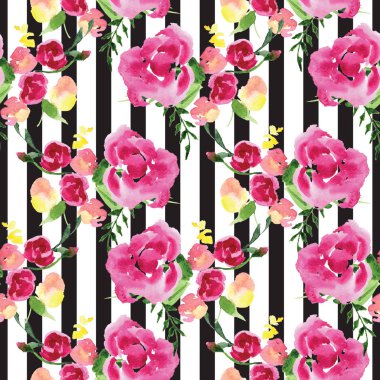 Elle boyanmış suluboya çiçek desenli