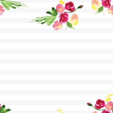 Çiçekli bir dalın elle boyanmış suluboya deseni Pembe Manolya çiçek bahar kartı