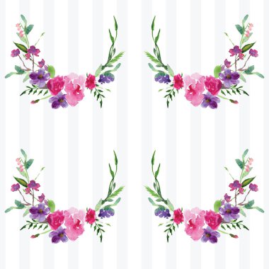 Çiçekli bir dalın elle boyanmış suluboya deseni Pembe Manolya çiçek bahar kartı