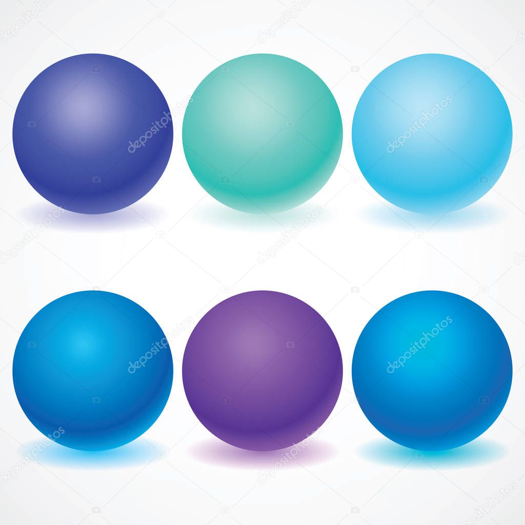 Set of multicolored spheres with shadows