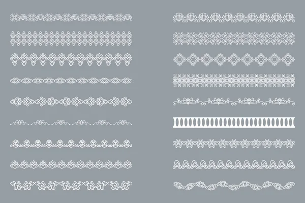 Ensemble de bordures horizontales isolées en dentelle blanche pour la conception — Image vectorielle