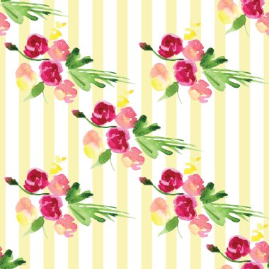 Çiçekli bir dalın elle boyanmış suluboya deseni Pembe Manolya çiçek bahar kartı