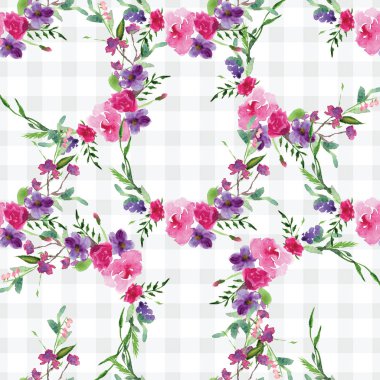 Çiçekli bir dalın elle boyanmış suluboya deseni Pembe Manolya çiçek bahar kartı