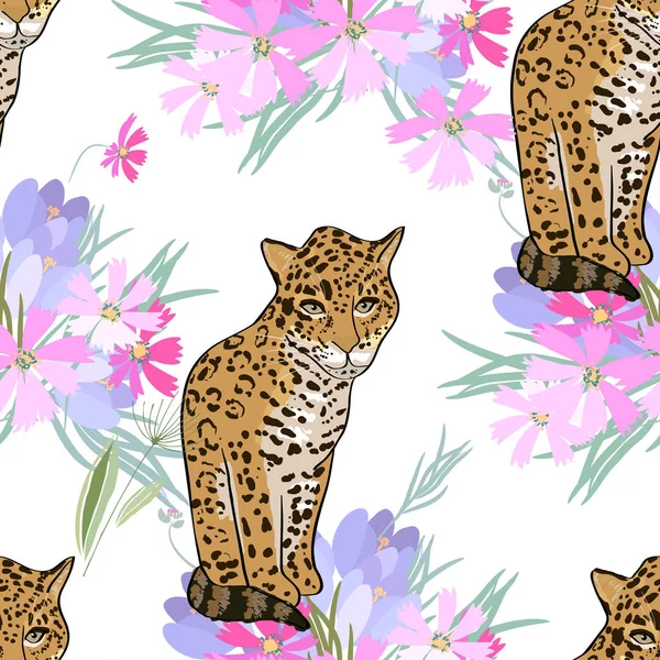 Retro stijl Illustratie met bloemen en dieren — Stockfoto