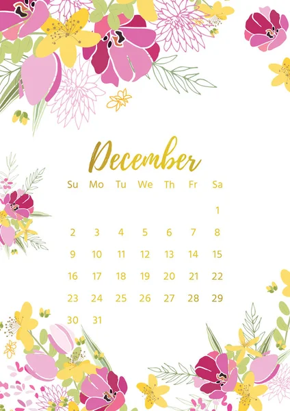 Vintage floral calendar 2018 — Stock Photo, Image