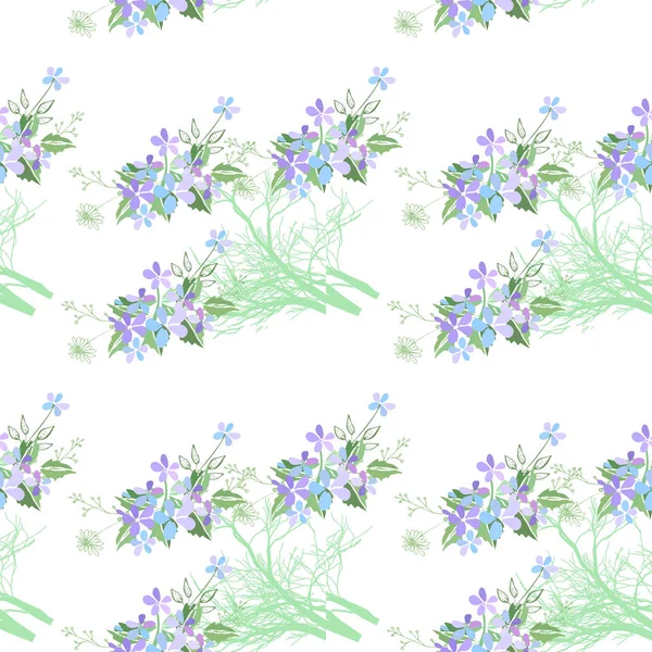 Seamless pattern with summer flowers and leaves on a white background — Stock Photo, Image