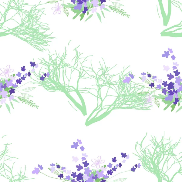 Varrat nélküli mintát nyári virágok és levelek, fehér alapon — Stock Fotó
