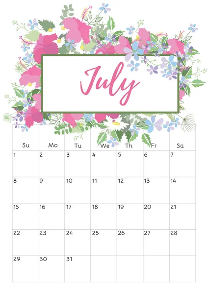 Calendário floral vintage 2018 — Fotografia de Stock