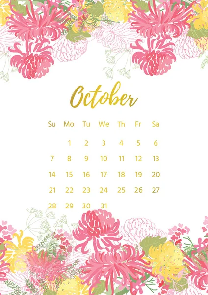 Vintage blommig kalender 2018 — Stockfoto